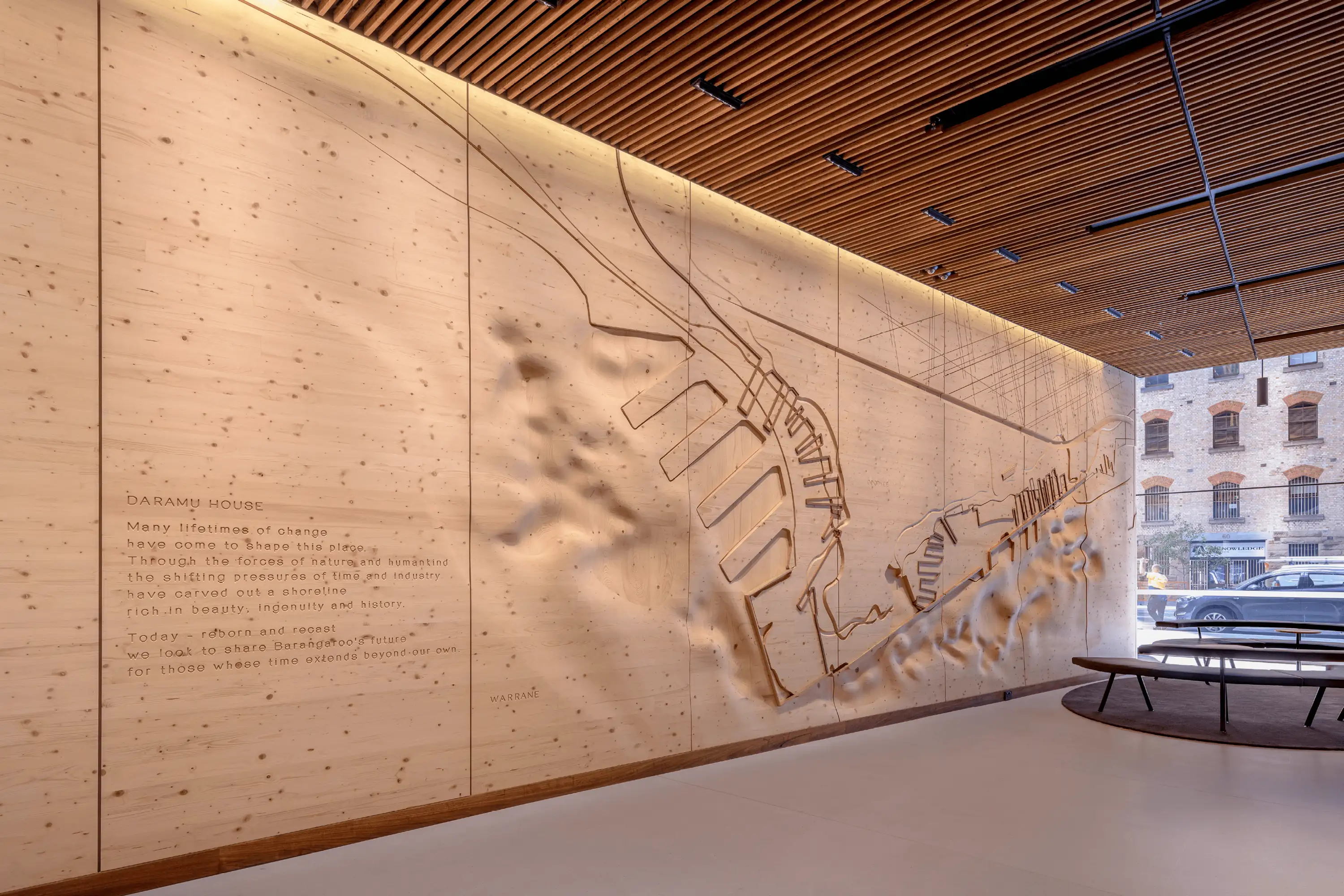 Photograph of the award-wining Daramu House art wall