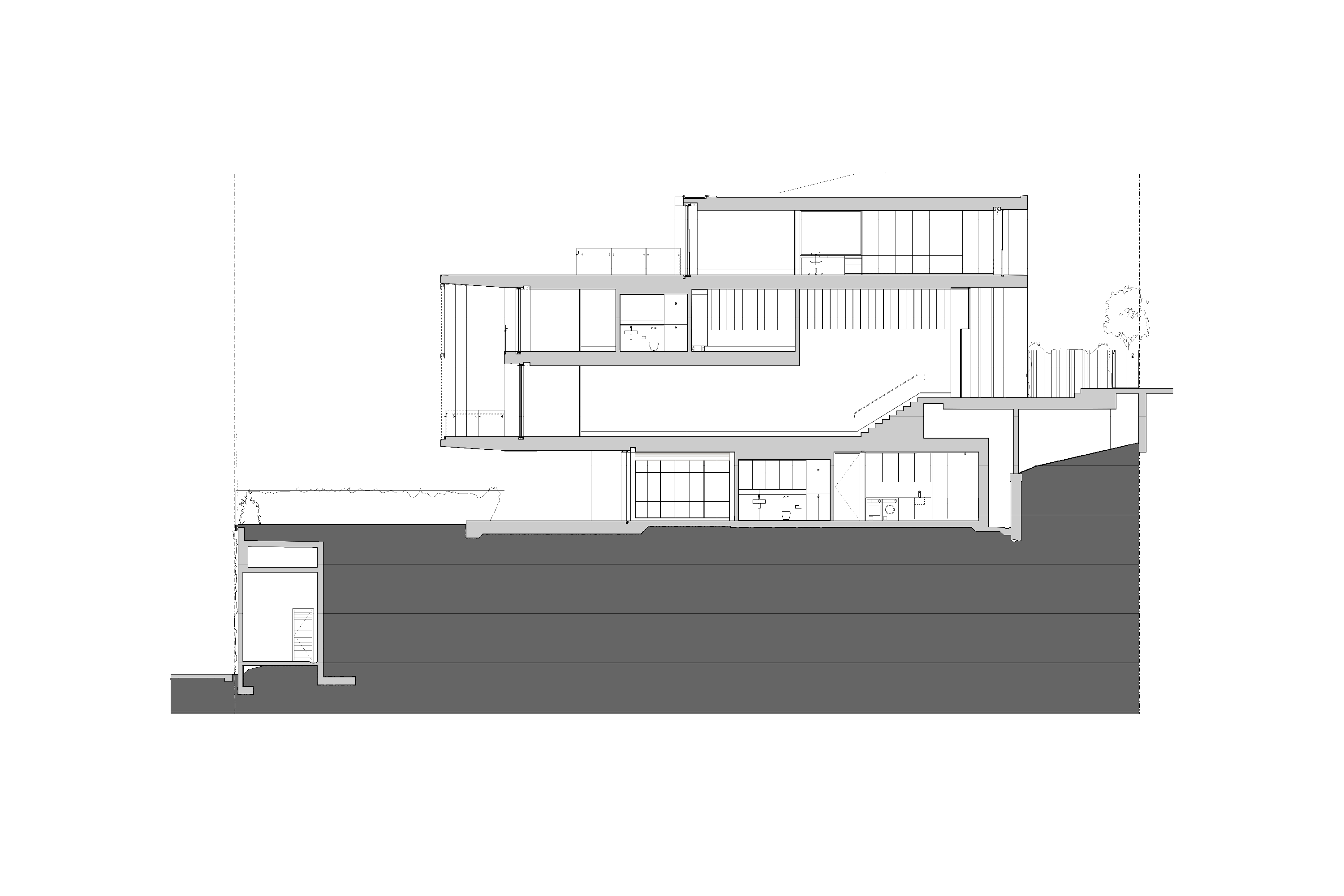 Section drawing of Point Piper Residence designed by Tzannes