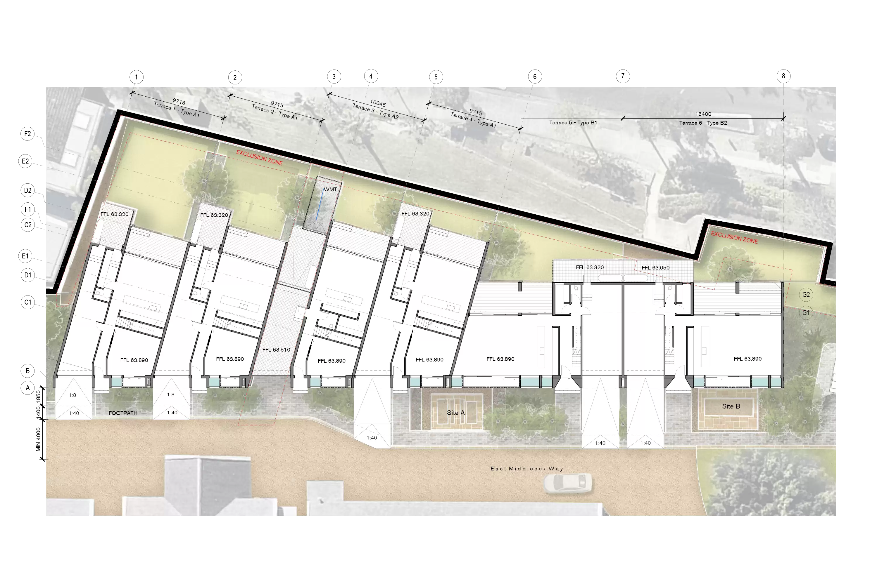 Ground floor plan of Paddington Terraces