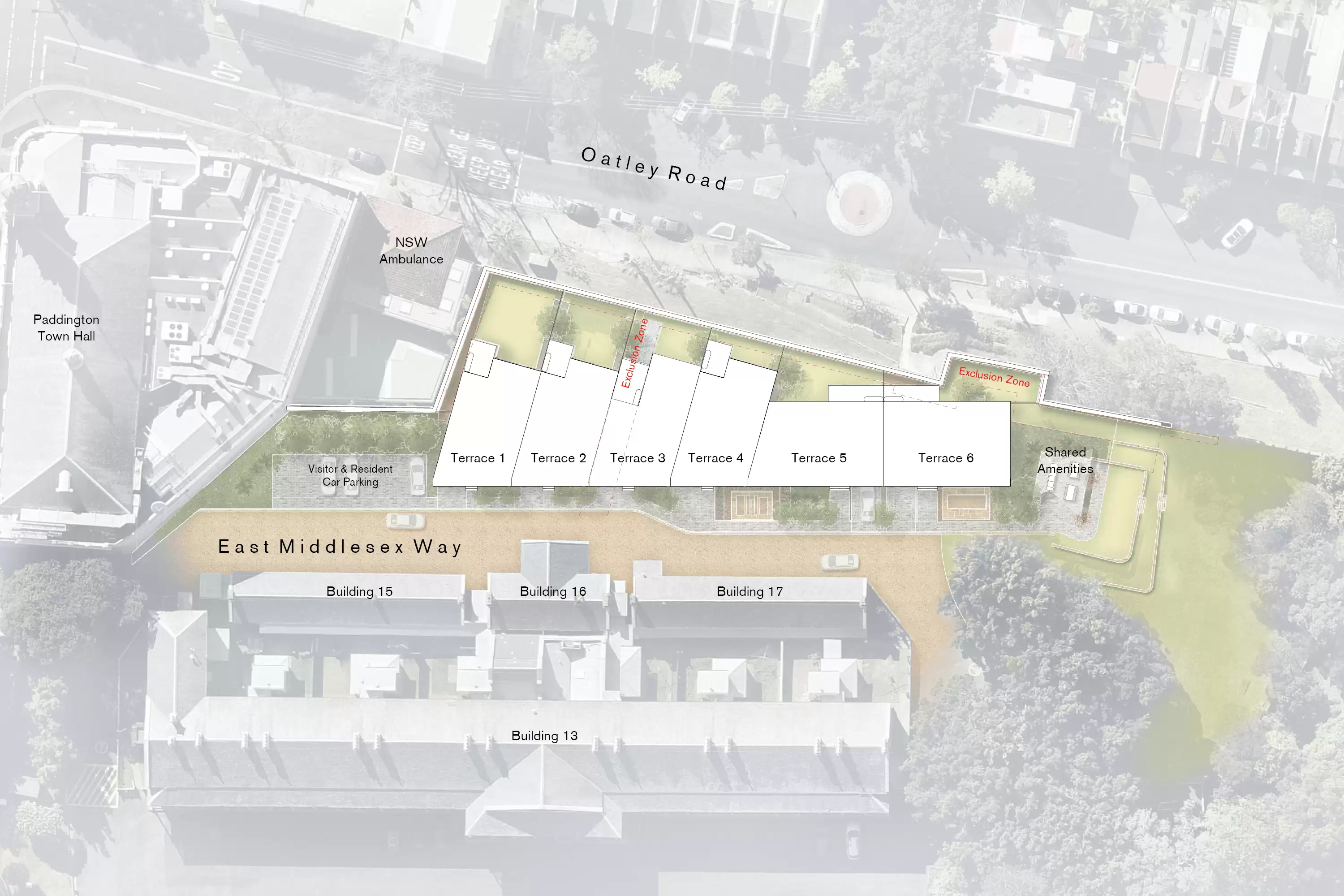 Site plan of Paddington Terraces