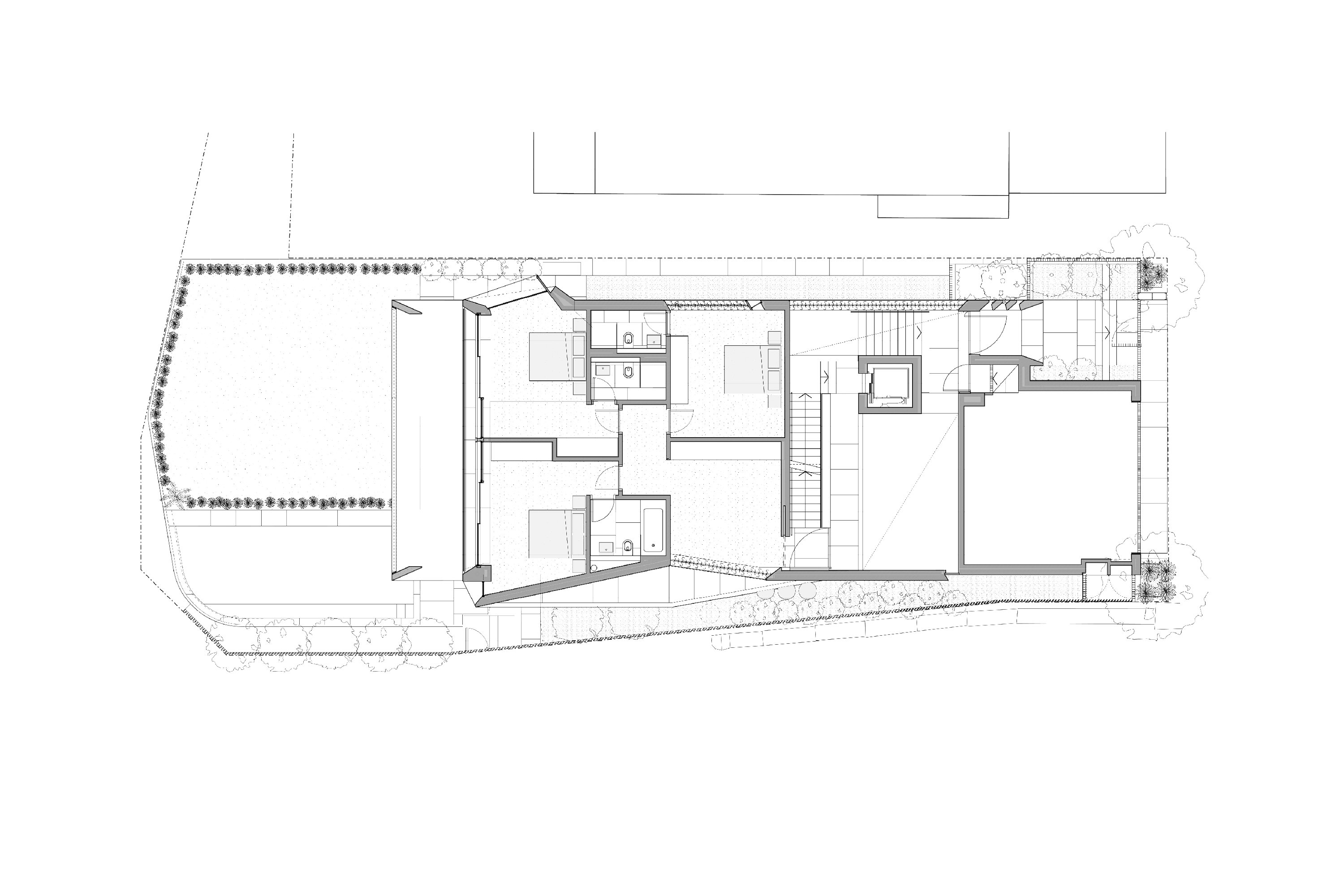 Entry level plan drawing of Point Piper Residence designed by Tzannes