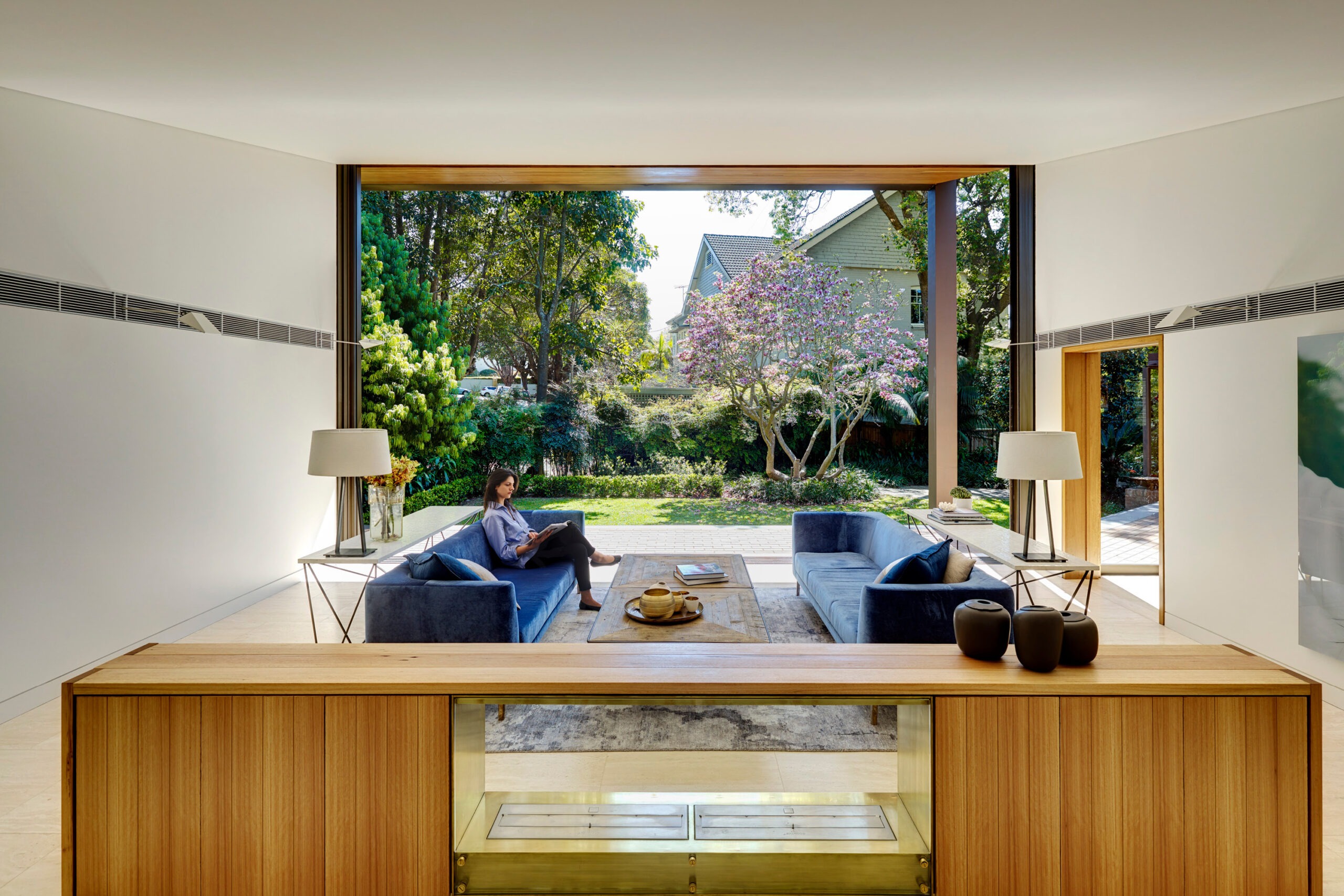 Photograph of more public living space in the Garden House designed by Tzannes