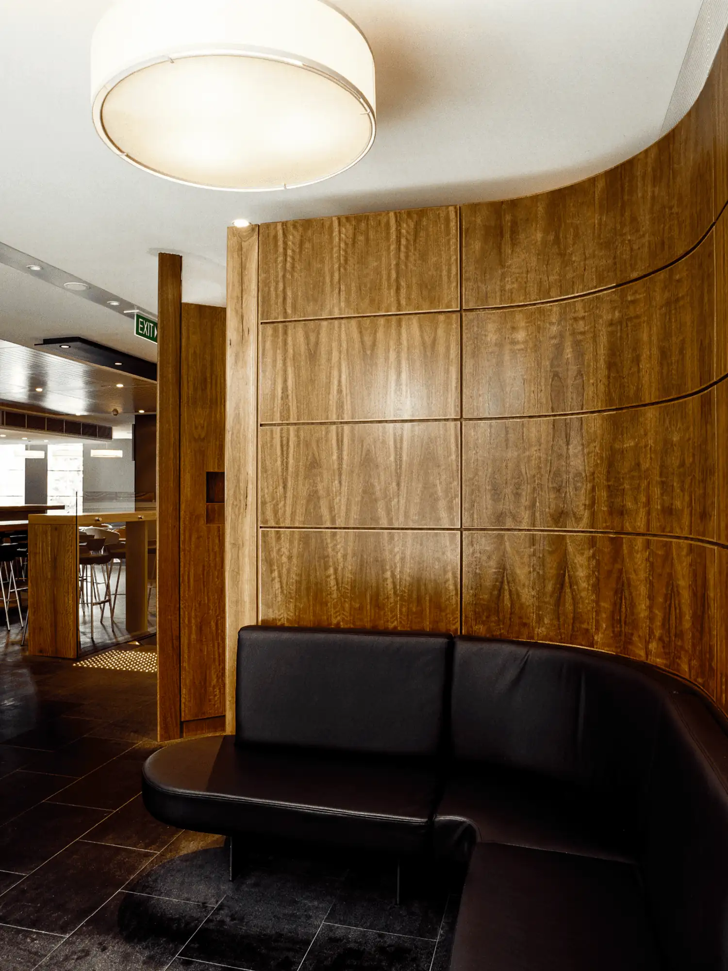 Photograph of seating area in the award-wining Bistro Moncur and Woollahra Hotel designed by Tzannes