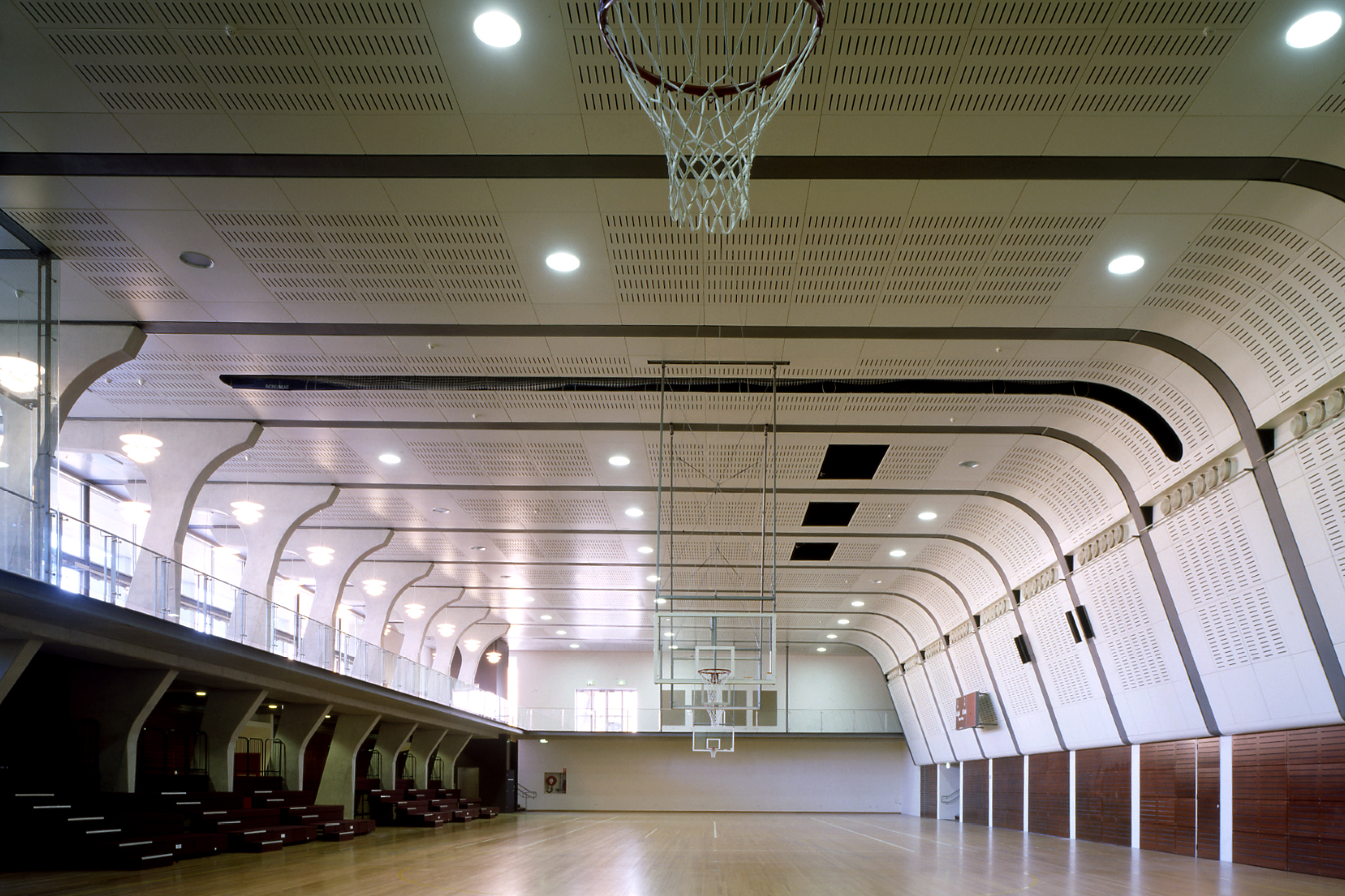 Photograph of interiors of the award-wining St Catherine's Sport Centre designed by Tzannes